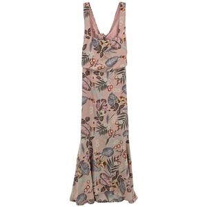 Lulus Midi Dress Medium Blush Pink Floral Tie Back Feminine Coquette Tropical